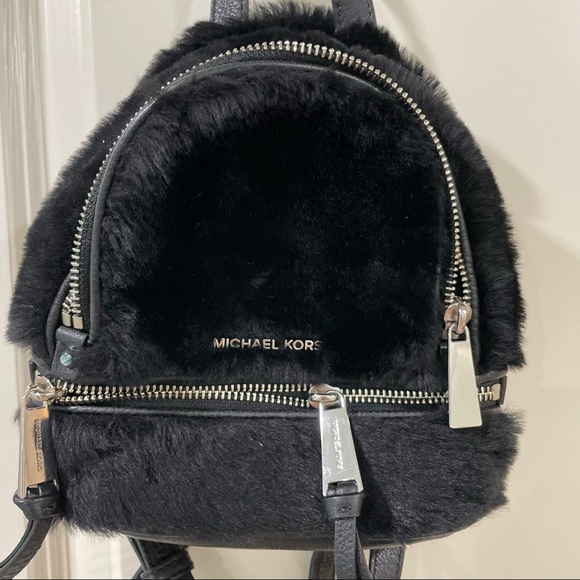 Michael Kors Rhea Leather and Faux Fur Mini Backpack - Picture 3 of 6